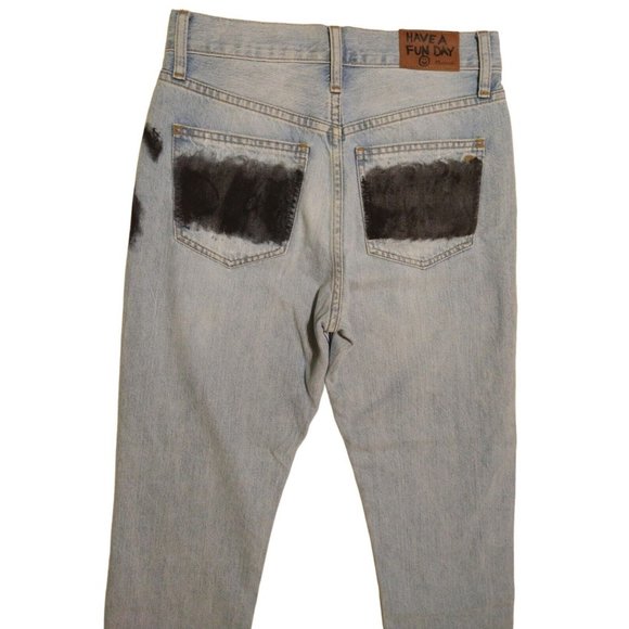 Madewell Perfect Vintage Jean Tapered Fit Denim Custom Painted C2819 Women's 27 - Picture 5 of 10